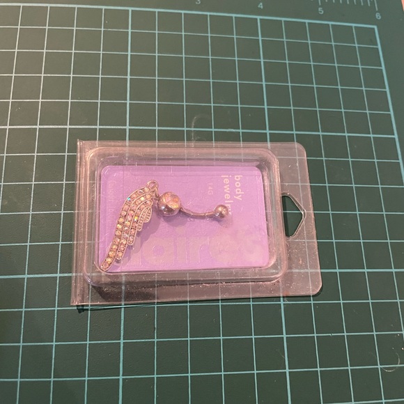 14 gauge belly ring wing rhinestones - Picture 2 of 6